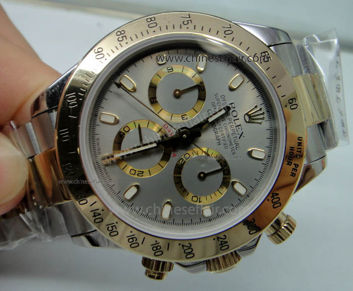 Replica Rolex Daytona Watch 2-Tone Case Gray Dial Best Qualtiy